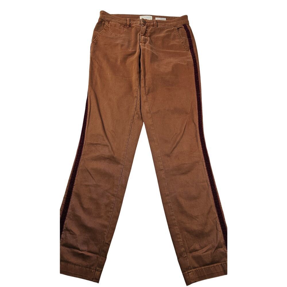 Chino By Anthropologie Brown Sz 26 Relaxed Chino Pants Velvet Side Stripe khaki